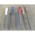 Good Selection Of Seven Handy Iron Files Including Round, Flat, Triangular & Halfround