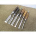Collection Of Six Different Brand Vintage Carpenter Woodworking Chisels
