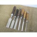 Collection Of Six Different Brand Vintage Carpenter Woodworking Chisels