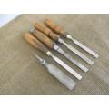 Collection Of Five Sturdy Vintage Carpenter Woodworking Chisels