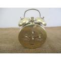 Beautiful Vintage Jerger Brass Wind-Up Alarm Clock      Made In Germany