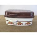 An Awesome Vintage Old Fashioned Enamel Rectangular Roasting Pan With Lovely Floral Design