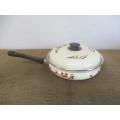 Beautiful Vintage Old Fashioned Enamel Lidded Frying Pan With Lovely Floral Design