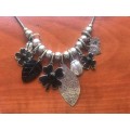Leaves and Flowers Black Necklace