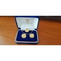 RARE & COLLECTABLE GOLD PLATED CUFF LINKS & TIE PIN WITH CHAIN