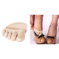 1 Pair Toe Socks with Soft Foot Pad for Comfort and Relief - Beige. Size 4-7 adult