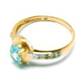 9CT YELLOW GOLD OVAL 0.55ct NATURAL BLUE TOPAZ & DIAMOND RING SIZE N / 6.5 - CERTIFIED