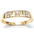 9CT YELLOW GOLD NATURAL GENUINE DIAMOND WEDDING BAND RING SIZE N / 6.5 - CERTIFIED