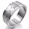 English Lords Prayer Stainless Steel Ring 8MM Wide - silver colour - Size 9 / R / 19mm
