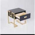 Efurn - one drawer side table black and gold