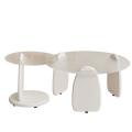 Tempered glass nesting coffee table white