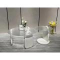 Tempered glass nesting coffee table white