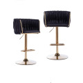 Velvet wooven bar chairs set of 2 black