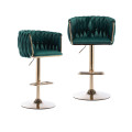 Velvet wooven bar chairs set of 2 green