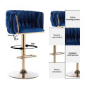 Velvet wooven bar chairs set of 2 blue