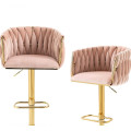 Velvet wooven bar chairs set of 2 pink