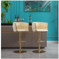 Velvet wooven bar chairs set of 2 beige