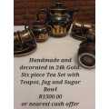 Handmade 6 piece tea set - 24k Gold paint - Made in Greece