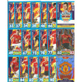 MANCHESTER UNITED FC - MATCH ATTAX 2017/2018 - COMPLETE SET of 26 TRADING CARDS - FOILS INCLUDED