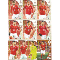 SWITZERLAND - PANINI FIFA WORLD CUP 2018 RUSSIA - COMPLETE TEAM OF 10 `BASE and FOIL` TRADING CARDS