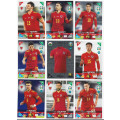 WALES - PANINI EURO 2020 COLLECTION - TEAM SET of 9 `BASE and FOIL` TRADING CARDS