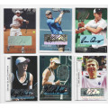 PRATT/HUBER/KNOWLES - ACE AUTH. 2011/12 TENNIS - Lot of 6 `CERTIFIED AUTOGRAPH` TRADING CARDS