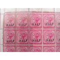 NATAL 1895 Surcharged `HALF` on 1d Rose - SACC 108 and 108B Sheet 48 Stamps