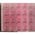NATAL 1895 Surcharged `HALF` on 1d Rose - SACC 108 and 108B Sheet 48 Stamps