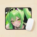 Anime cute green haired woman gamer mouse pad
