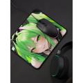 Anime cute green haired woman gamer mouse pad