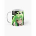 Anime cute green haired woman coffee mug