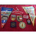 Collection of flags and badges cloth.