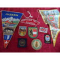 Collection of flags and badges cloth.