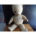 Very old mohair Ark teddy Head is straw filled has lost one eye about 33cm