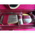 Vintage gents traveling  cosmetic case with original  bottles and brushes