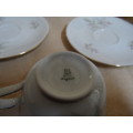 Bavaria 3 cups and 5 saucers 1 sugar bowl  cups stamped 615