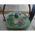 Beautiful biscuit barrel made in Japan Lid has been repaired handle good condition