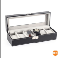 Killer Deals 6 Compartment PU Leather Watch Display Box - Black