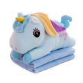 2 In 1 Rainbow Soft Unicorn Plush Pillow with Blanket