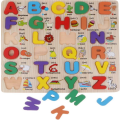 Wooden Alphabet Upper Case Letters Puzzle Board - Multicolor