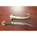 Antique Moroccan Berber Khoumya Dagger with hand detailed metal sheath and silver accents circa 1900