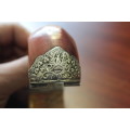 Antique Indian Ivory Cuff Bracelet, tooled Sterling Silver fittings with Buddha Motif circa 1800s