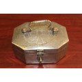 Antique Colonial Betel nut Box with hand inscribed design circa 1850s with saddle clip 15cm x 10cm