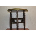 ANTIQUE 19TH CENTURY ARABIC BRASS TOPPED FOLDING TABLE 55CM TALL BY 56.5 CM WIDE STUNNING DETAIL