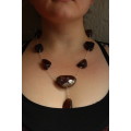 SPECTACULAR GENUINE AMBER WITH FOSSILS AND STERLING SILVER STATEMENT NECKLACE 62.7GRAM 61.5CM LENGTH