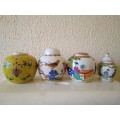 Set of 4 Vintage Chinese Famille Rose Hand Painted Ginger Jars Heights +- 12cm tall