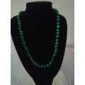 Vintage Malachite Beaded Necklace 53cm length (two beads are chipped)