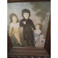 Beautiful Framed Vintage Lithograph of Victorian Children 40cm by 35cm