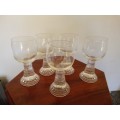 Set of 5 Vintage French Pressed Wine Glasses 13.5cm tall