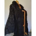 Vintage Swakara Black Lambskin Knee Length Coat by `Furs by Brandon,  Johannesburg`